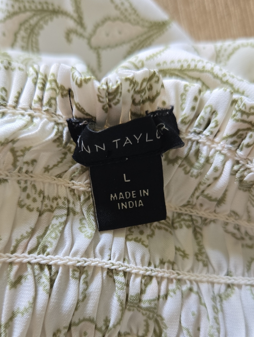 Ann Taylor Smocked Floral Peasant Top in Cream and Olive - Picture 5 of 6